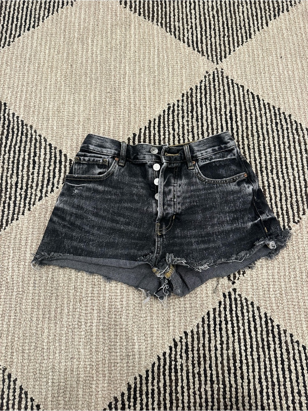 PacSun Washed Black High-Rise Denim Shorts